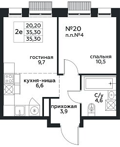Квартира  75623 этажа 4 секции 1 дома 332
