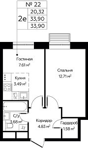 Квартира  74472 этажа 3 секции 1 дома 380