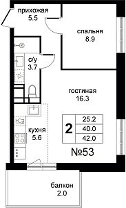 Квартира  43454 этажа 8 секции A дома 213