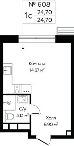 Квартира  70431 этажа 13 секции 4 дома 358