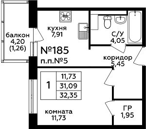 Квартира  57948 этажа 7 секции C дома 275