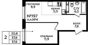 Планировка  61847 этажа 14 секции 3 дома 315
