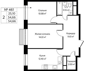 Квартира  75141 этажа 22 секции Б дома 293