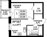 Квартира  57950 этажа 7 секции C дома 275