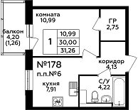 Квартира  57942 этажа 6 секции C дома 275