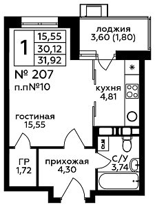 Квартира  59385 этажа 5 секции 2 дома 281