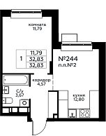 Квартира  76421 этажа 22 секции 1 дома 299