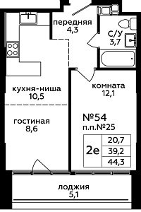 Квартира  53640 этажа 4 секции 1 дома 205
