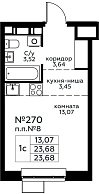 Квартира  77113 этажа 22 секции 1 дома 301
