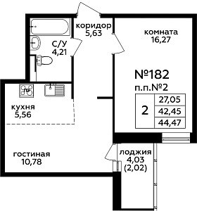 Квартира  57946 этажа 7 секции C дома 275
