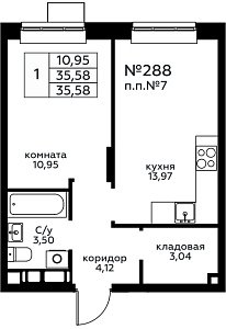 Квартира  76465 этажа 4 секции 2 дома 299