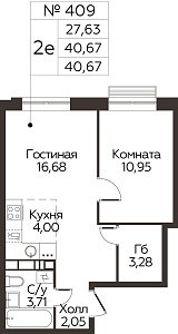 Квартира  66168 этажа 20 секции 3 дома 352