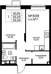 Квартира  77152 этажа 4 секции 2 дома 301