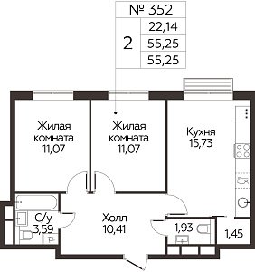 Квартира  71109 этажа 10 секции 3 дома 366