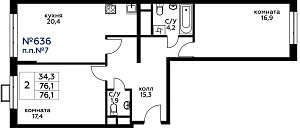 Квартира  52554 этажа 18 секции 2 дома 253