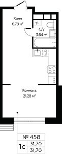 Квартира  70281 этажа 7 секции 4 дома 358
