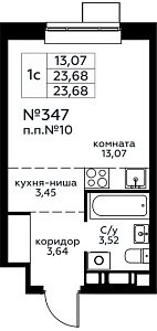 Квартира  76524 этажа 8 секции 2 дома 299