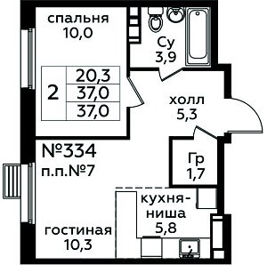 Планировка  67421 этажа 14 секции 4 дома 354