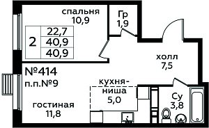 Квартира  67501 этажа 7 секции 5 дома 354