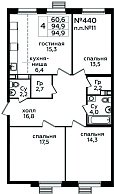 Квартира  67527 этажа 9 секции 5 дома 354