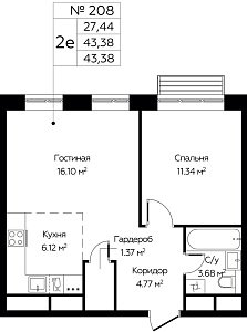 Квартира  73734 этажа 20 секции А дома 379