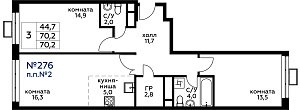 Квартира  53489 этажа 9 секции 3 дома 259