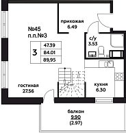 Квартира  44367 этажа 8 секции A дома 217