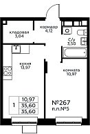 Квартира  77110 этажа 22 секции 1 дома 301