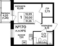 Квартира  57934 этажа 5 секции C дома 275