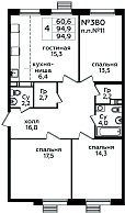 Квартира  67467 этажа 4 секции 5 дома 354