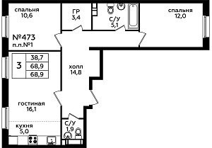Планировка  62123 этажа 10 секции 7 дома 315