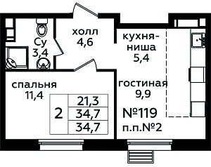 Квартира  67206 этажа 4 секции 3 дома 354