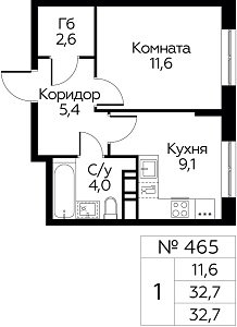 Квартира  64810 этажа 9 секции 7 дома 345