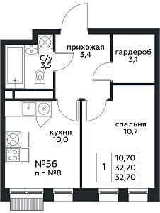 Квартира  75659 этажа 8 секции 1 дома 332