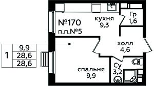 Планировка  67257 этажа 12 секции 3 дома 354